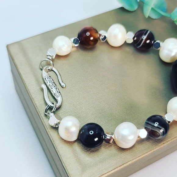 Black agate bracelet 10 mm - Picture 2 of 4